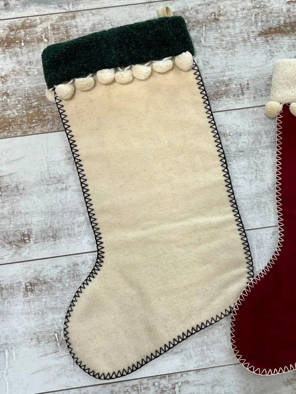 Vintage Pottery Barn Large Christmas Stocking with Tree